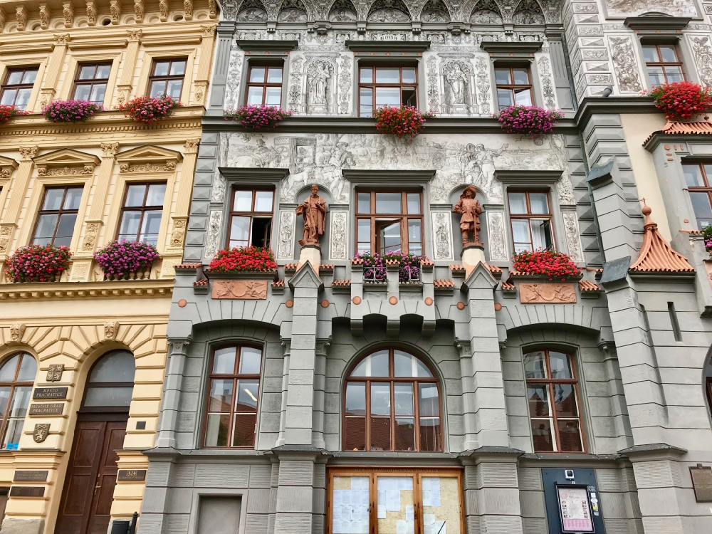 Prachtige historische gevels in Prachatice