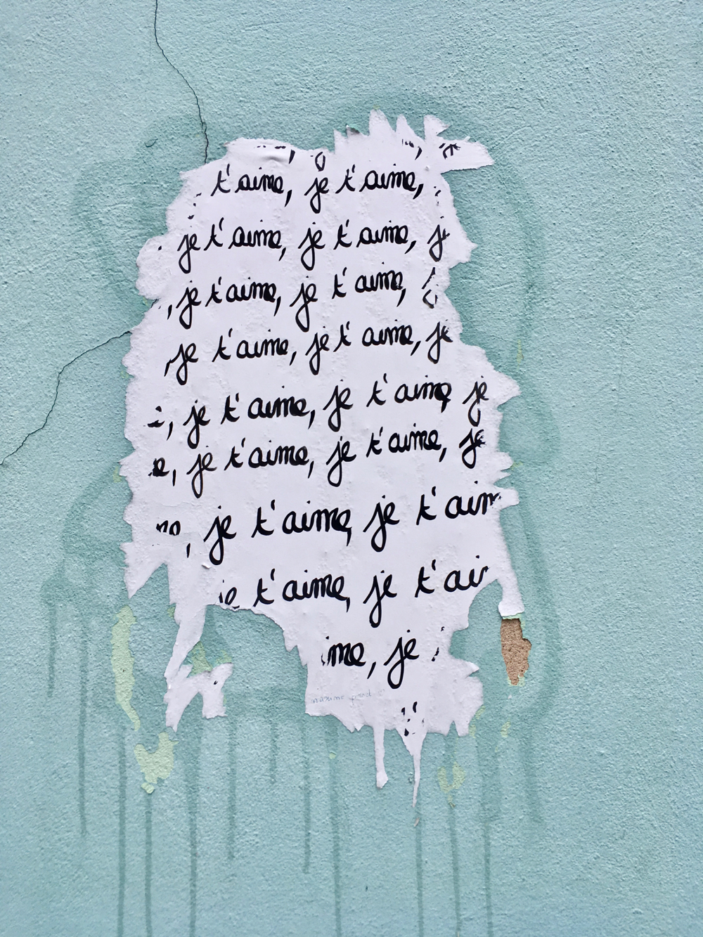 Tekst op de muur met je t'aime