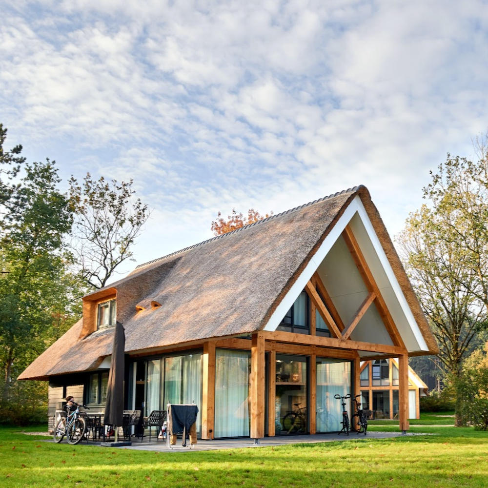 Rietgedekte grote villa van Landal in Drenthe