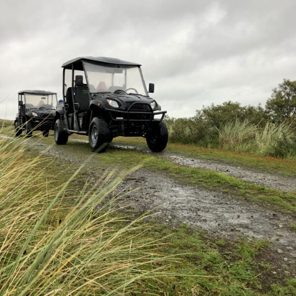 Terreinwagentjes tijdens een safari op Ameland