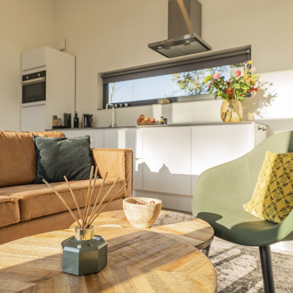 Zithoek in de vakantievilla in Drenthe