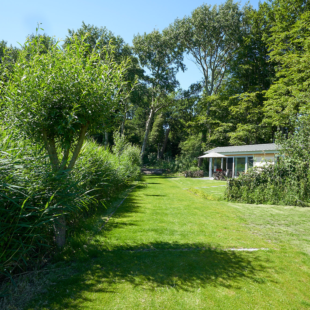 Vakantiehuis in de natuur, omringd door groen