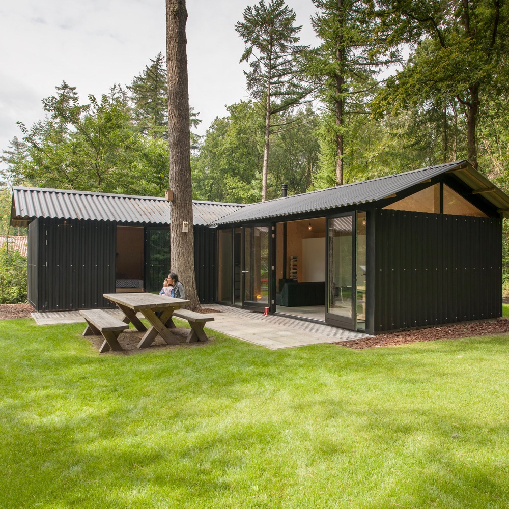 Vakantiehuisje in het bos in het Friese dorp Oudemirdum