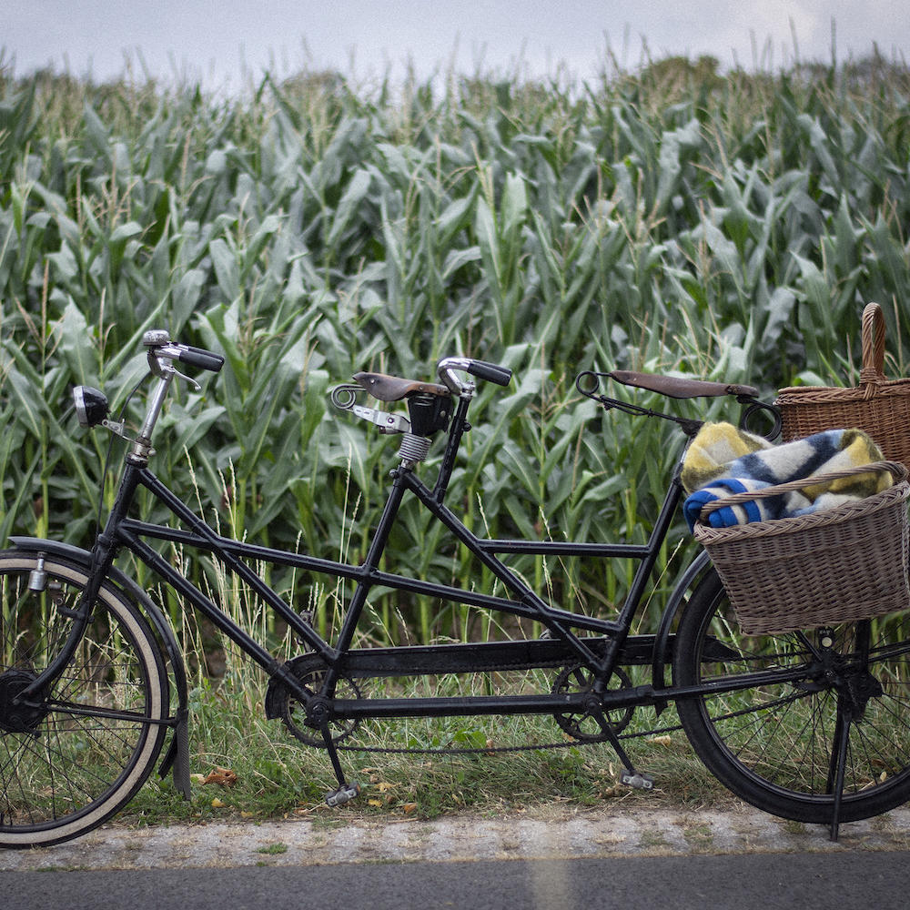 Authentieke tandem met picknickmand
