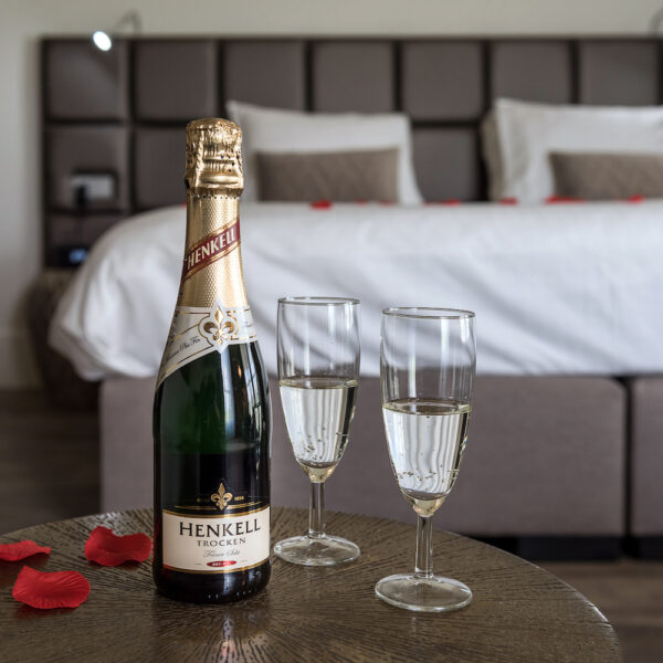 Champagne op de hotelkamer