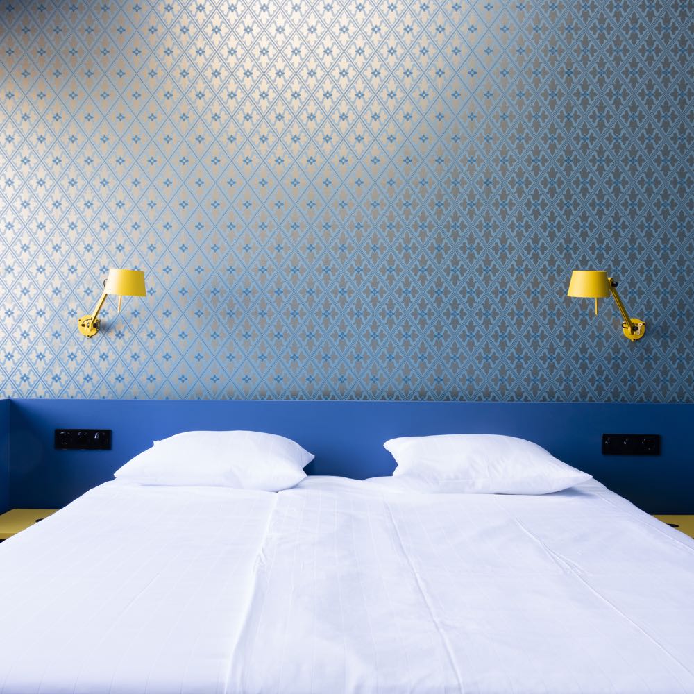 Slaapkamer met blauw tinten
