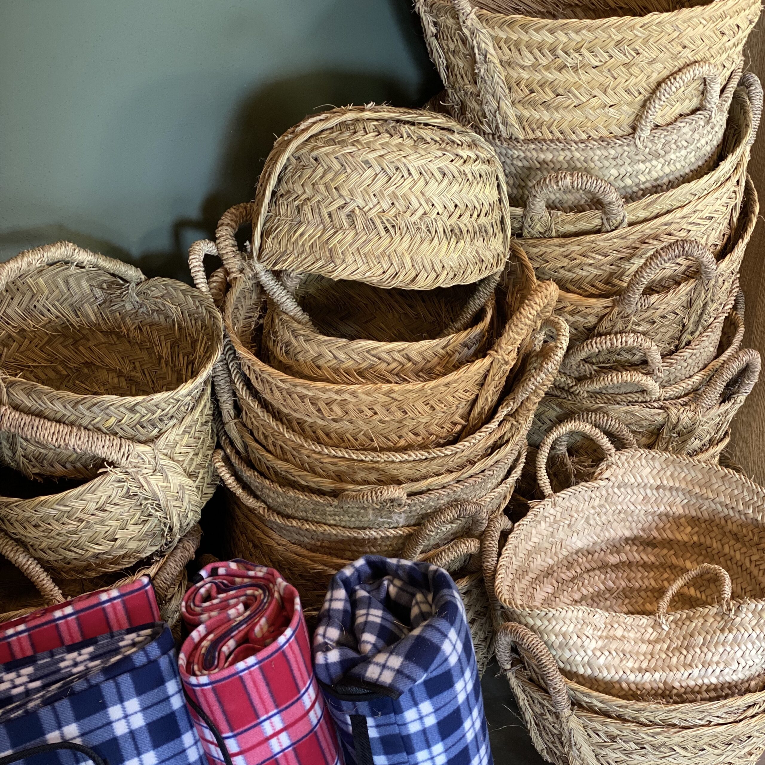 Picknickmanden bij de wijngaard