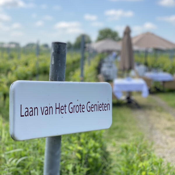 Bordje met naam Laan van het Grote Genieten