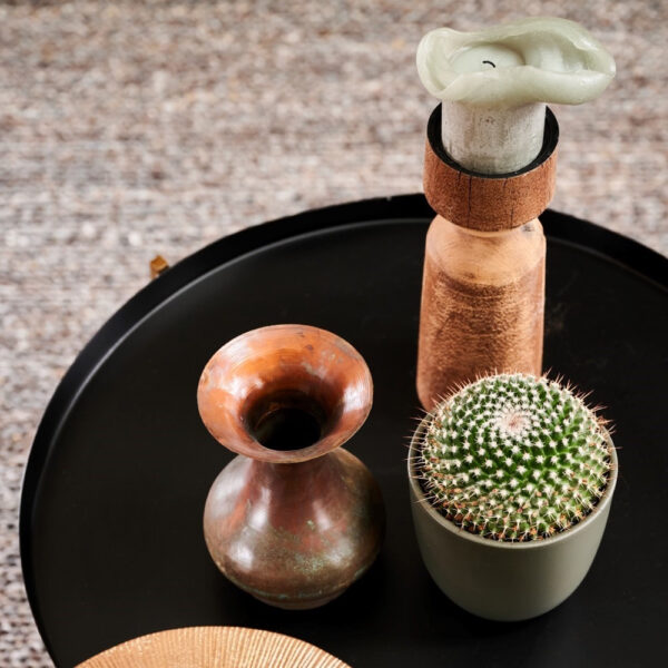 Kaarsen en cactus op een dienblad