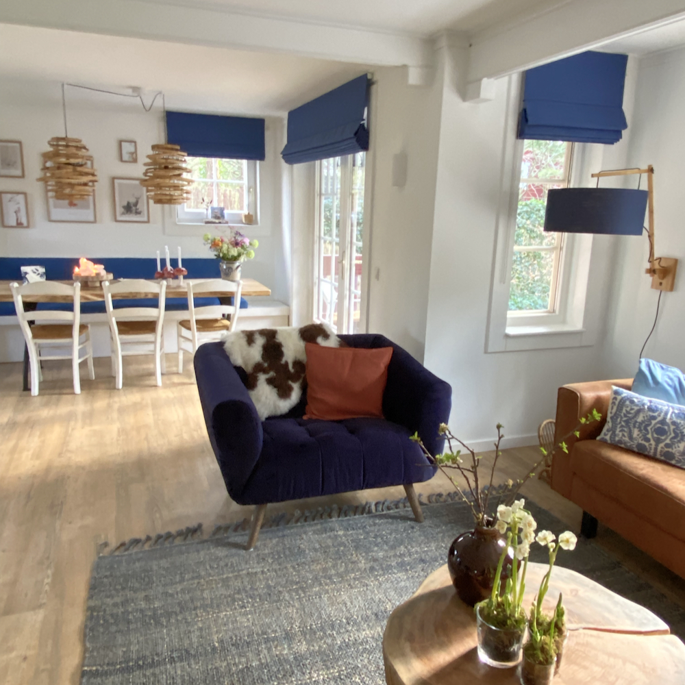 Woonkamer in het boshuis op de Veluwe