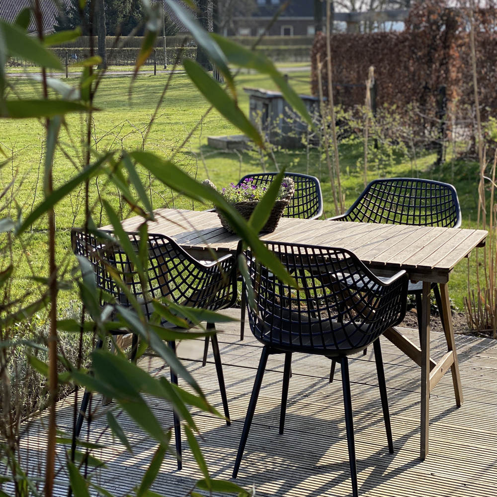 Terras in de tuin bij appartement in Dwingeloo