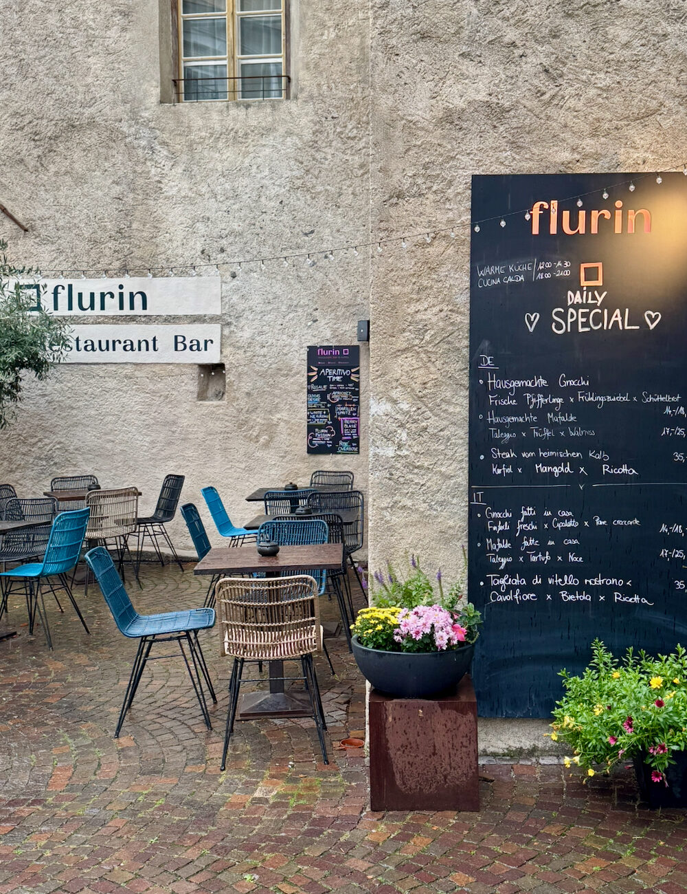 Terras van restaurant Flurin in Glurns
