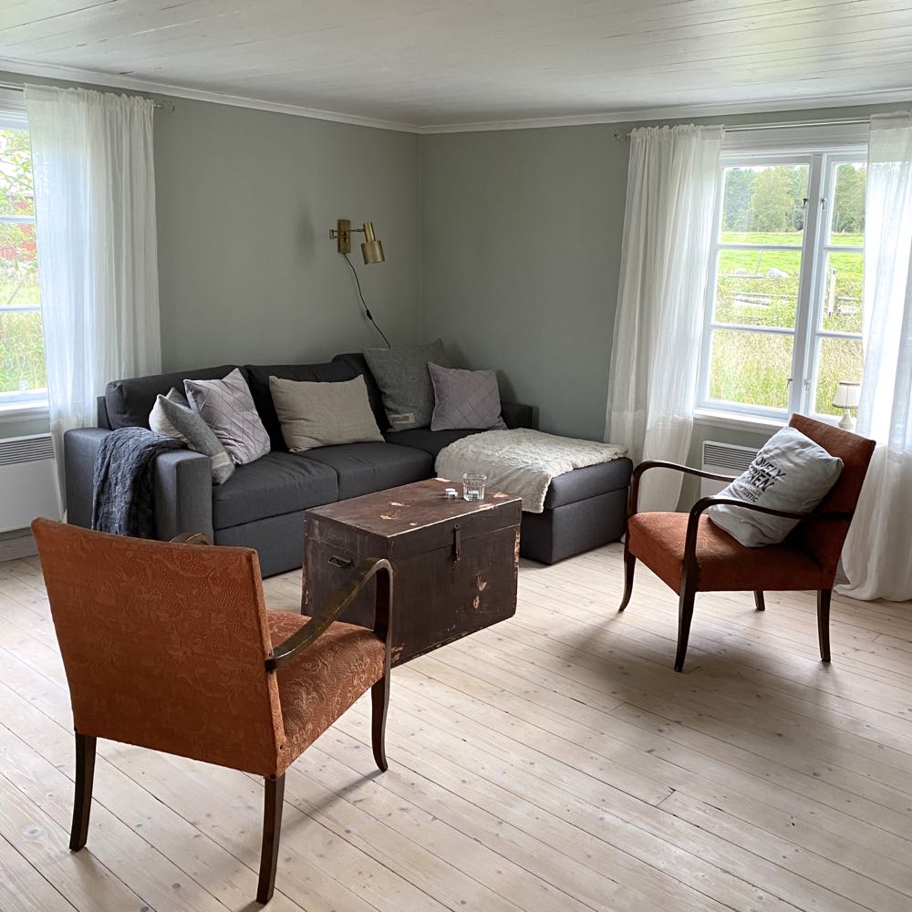 Sitzecke mit Sofa und Sesseln Ferienhaus Schweden Smaland