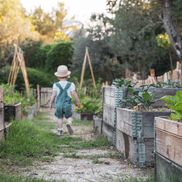 Kind im Gemüsegarten