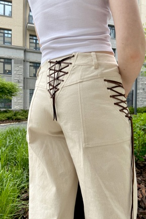 Брюки Скади с кожаными шнуровками