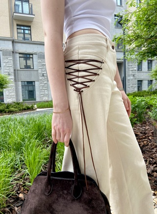 Брюки Скади с кожаными шнуровками