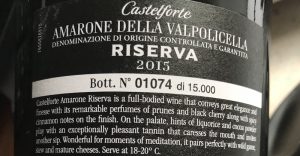 Castelforte Amarone Riserva-2015-baksidesetikett-vinbanken