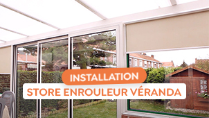 Pose d'un store enrouleur dans une vranda