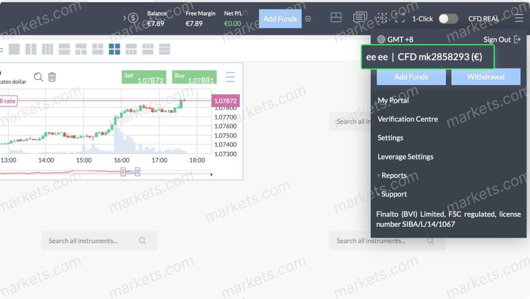 Account number appears at the top right corner.