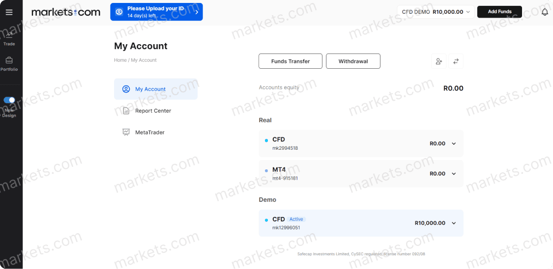 Below the account name, the account number begins with two letters followed by numbers.