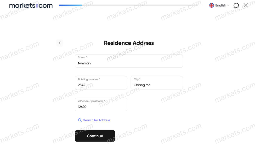 Field requires user's residence address.