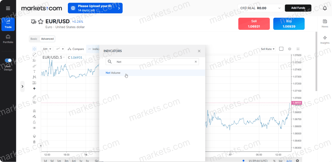 Type the word net in the search bar of indicators and click the result
