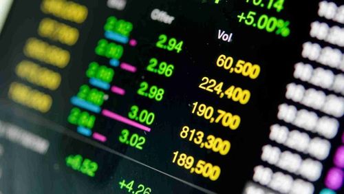 Trade data in bright colors on a digital screen