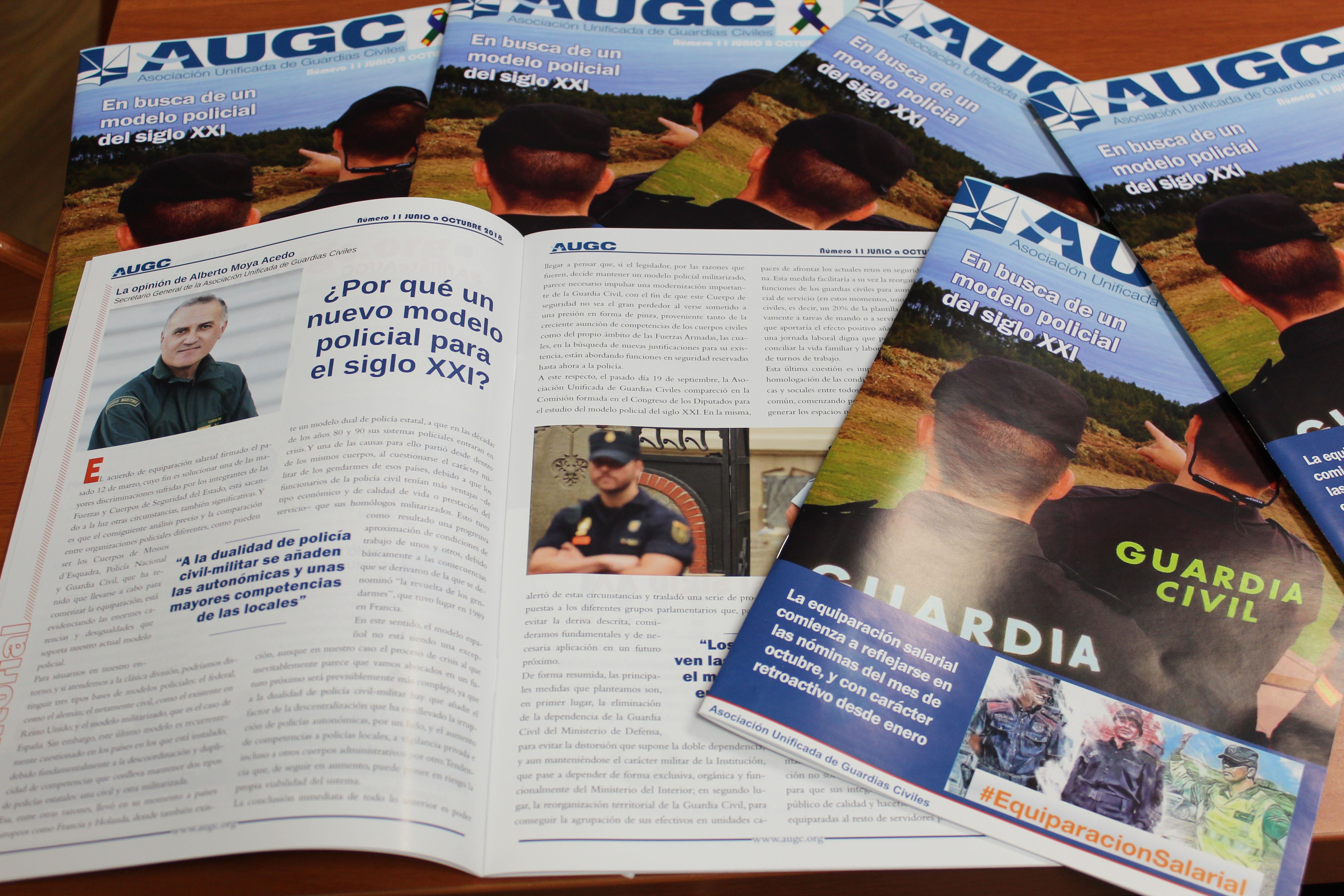 El reflejo del primer tramo de la equiparación en las nóminas de octubre y nuestra propuesta de un nuevo modelo policial, en la portada del nuevo número de 'La Revista de AUGC'