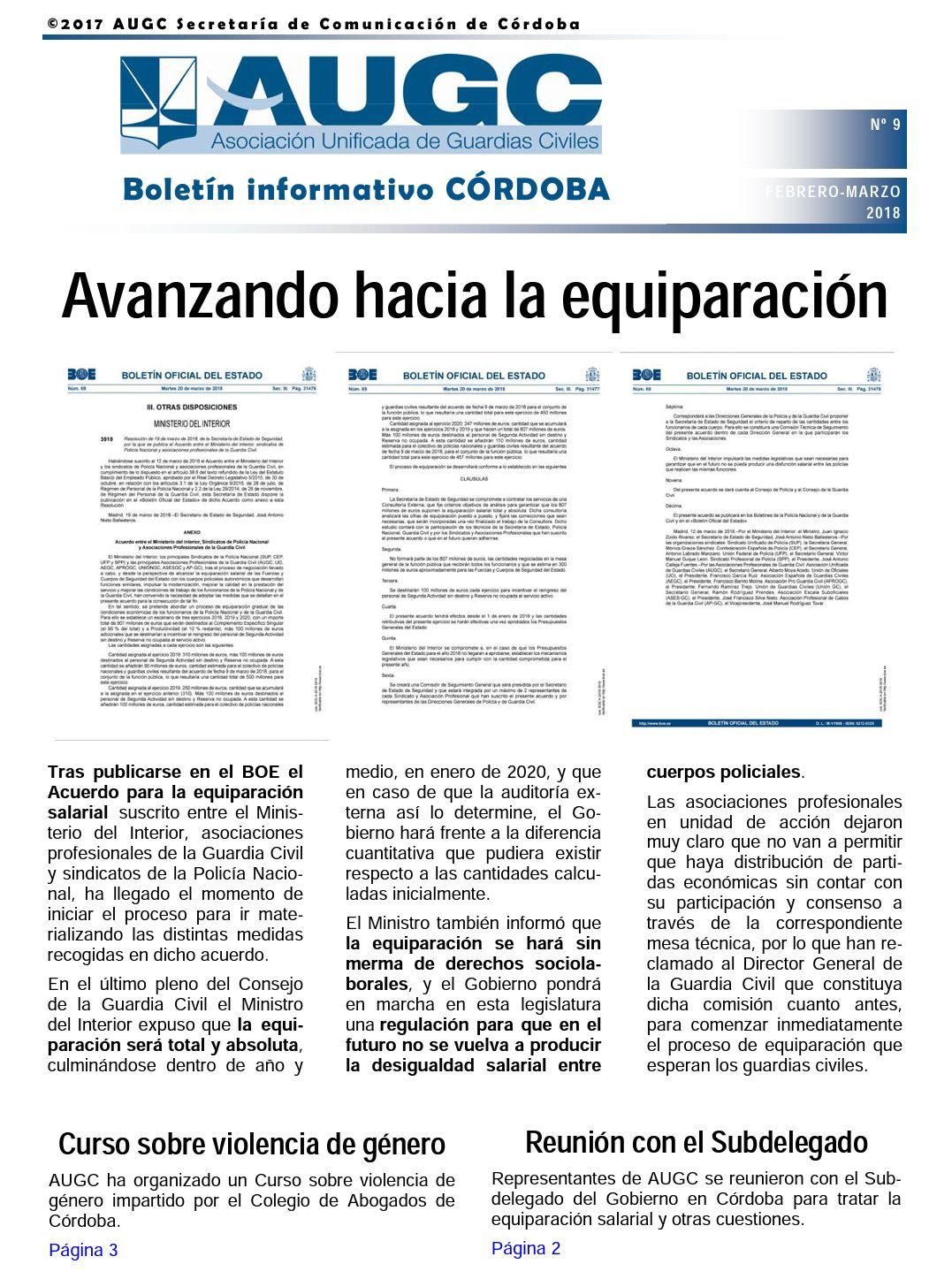 Disponible ya el boletín informativo nº 9 de AUGC Córdoba