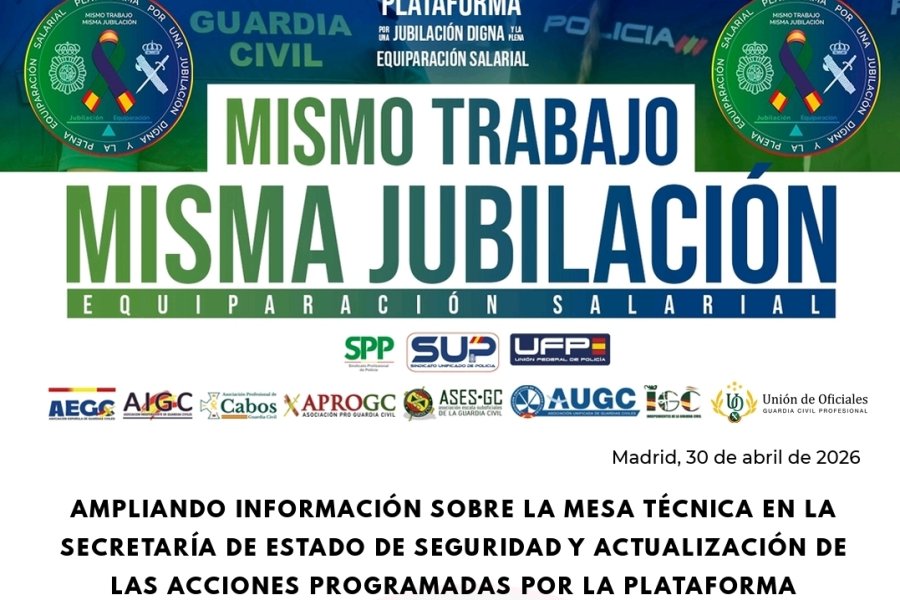 Ampliando información sobre la mesa técnica en la Secretaría de Estado de Seguridad y actualización de las acciones programadas por la Plataforma.