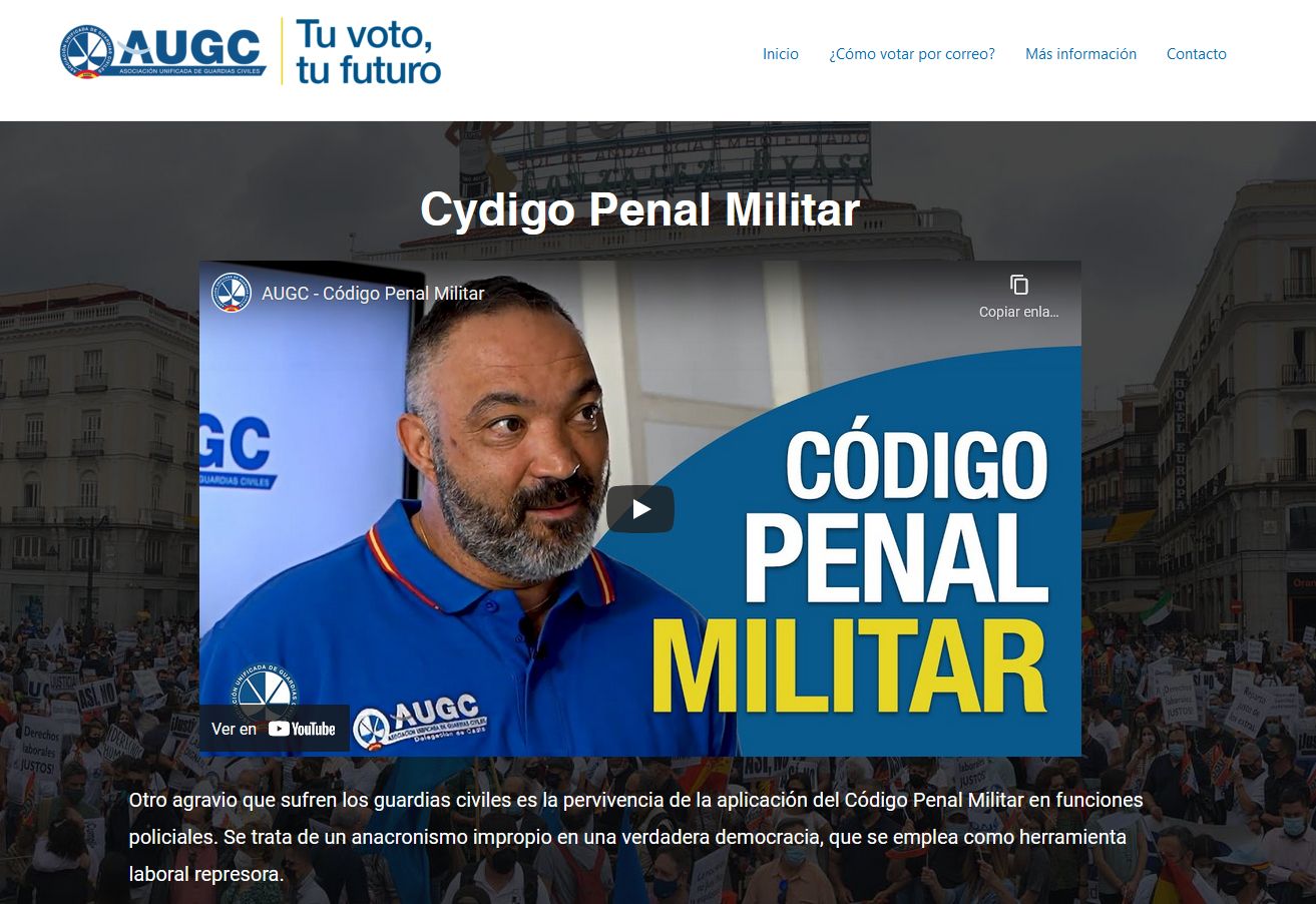 AUGC estrena en su web especial Elecciones al Consejo un vídeo en el que expresa su rechazo contra el Código Penal Militar