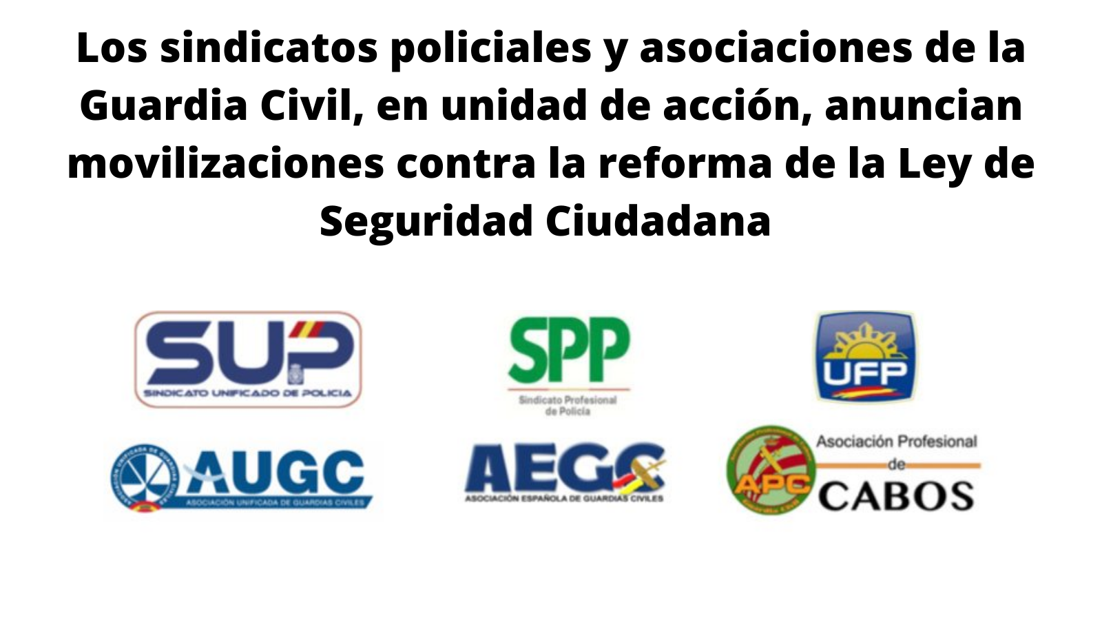 Las organizaciones policiales, en unidad de acción, anuncian movilizaciones contra la reforma de la Ley de Seguridad Ciudadana