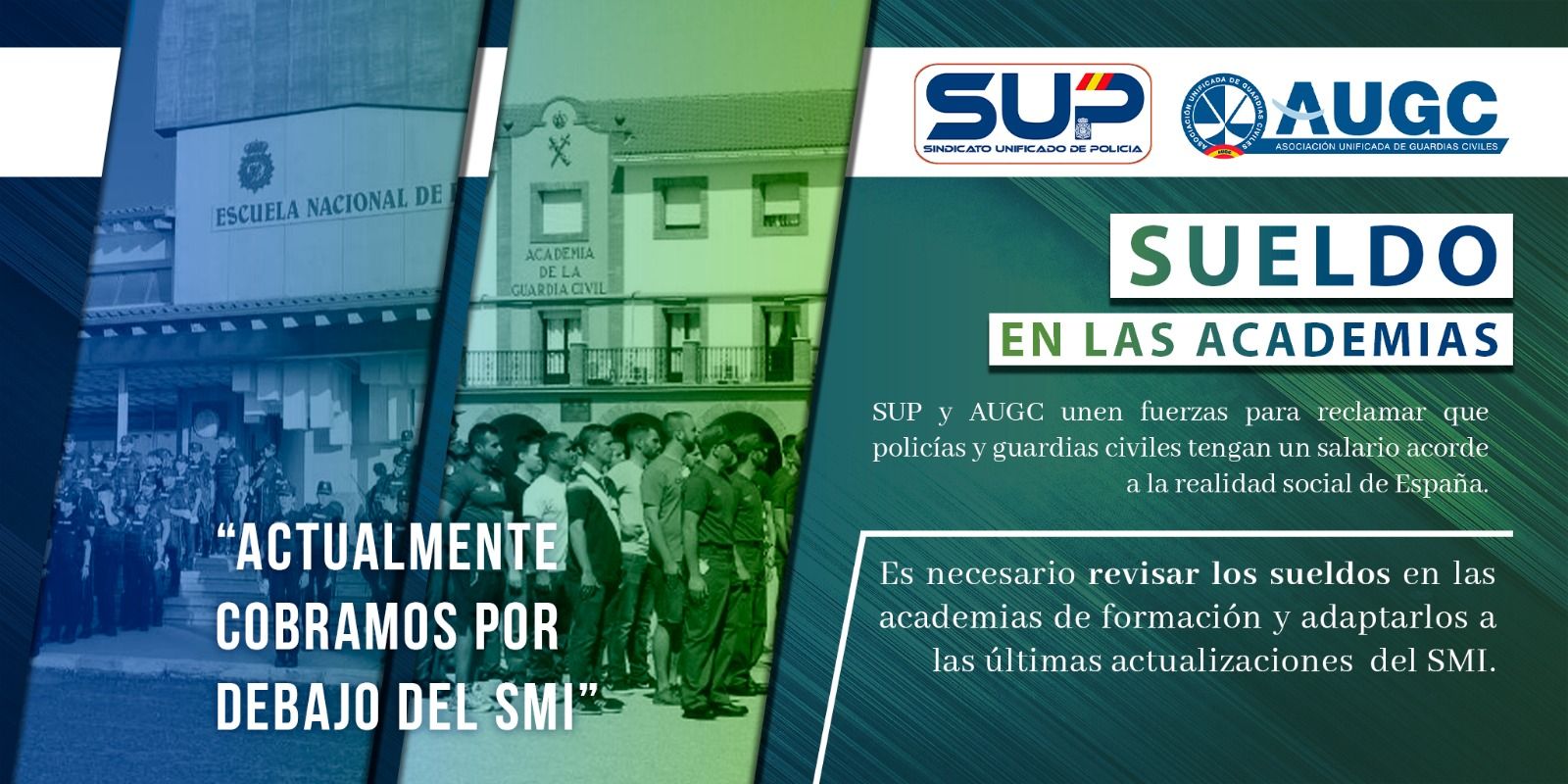 AUGC y SUP reclaman medidas para que los policías y guardias civiles en prácticas no cobren menos del Salario Mínimo Interprofesional