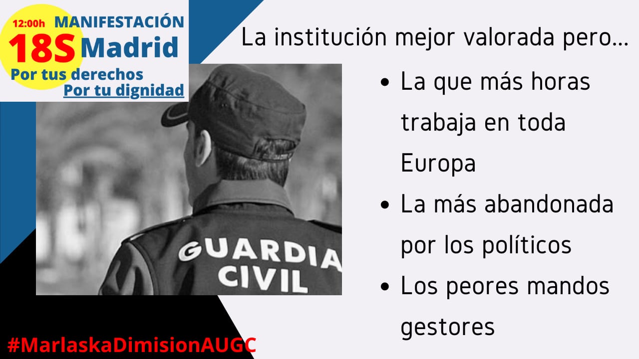 AUGC reitera su petición de dimisión del ministro del Interior en su campaña en redes sociales bajo la etiqueta #MarlaskaDimisionAUGC