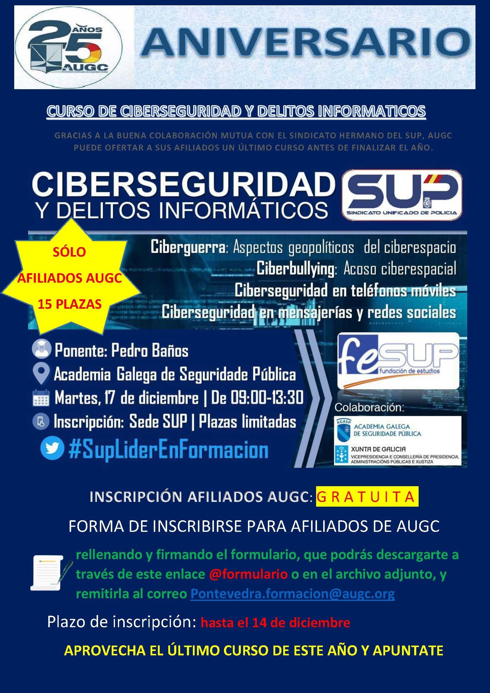 AUGC-PONTEVEDRA apura el final de año ofreciendo a sus afiliados la posibilidad de formarse en dos cursos más