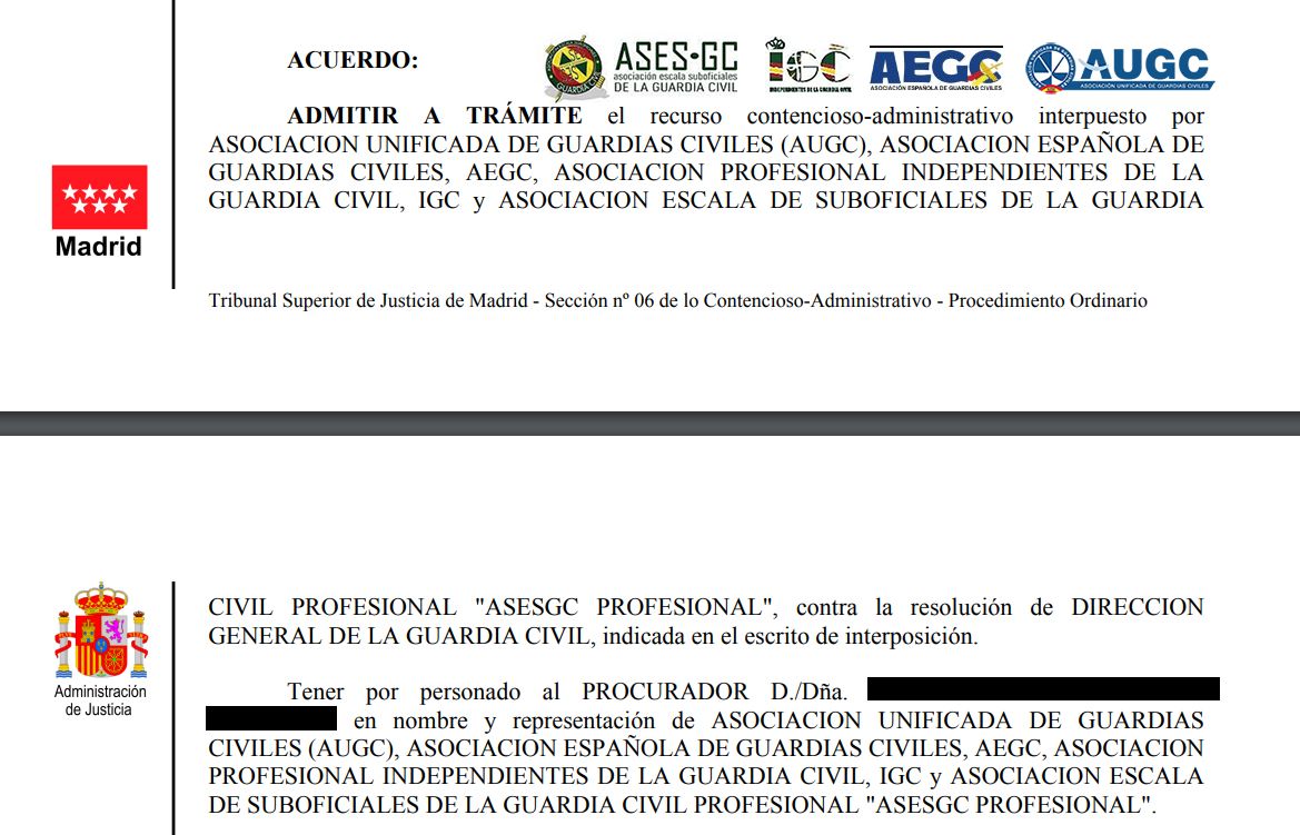 El Tribunal Superior de Justicia de Madrid admite a trámite el recurso interpuesto por AUGC, ASES-GC, AEGC e IGC contra la OG del Servicio Marítimo