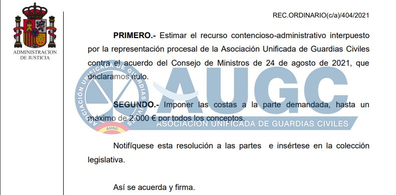 AUGC tumba en el Tribunal Supremo el acuerdo del Consejo de Ministros que pretendía unificar las Comandancias de Oviedo y Gijón