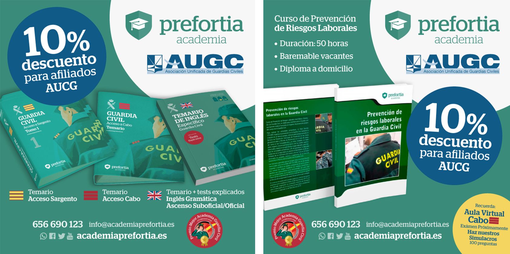 Aprovecha los importantes descuentos para afiliados de AUGC en tu preparación de los cursos de ascenso a Sargento y Cabo