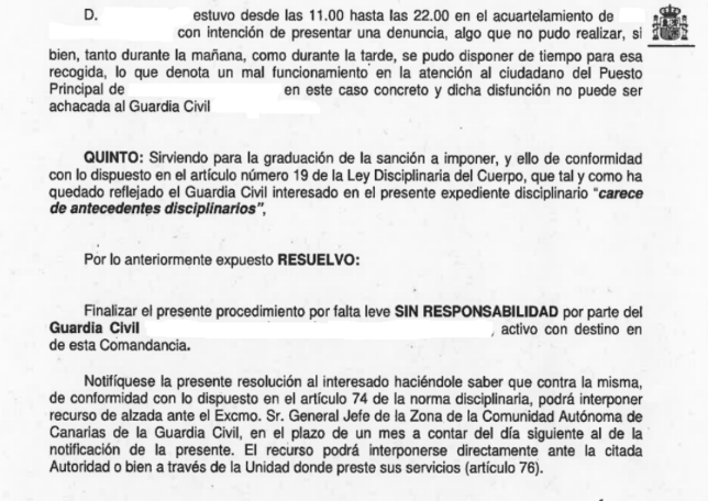 Los servicios jurídicos de AUGC en Santa Cruz de Tenerife logran que sea desestimado un expediente a un guardia civil destinado en la isla de La Palma
