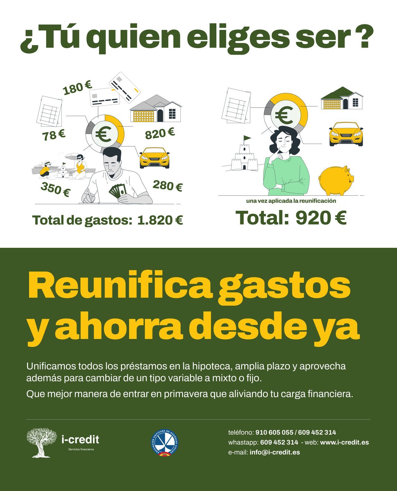 Ahórrate el gasto mensual de tus préstamos con I-Credit por ser de AUGC y mejora tu economía