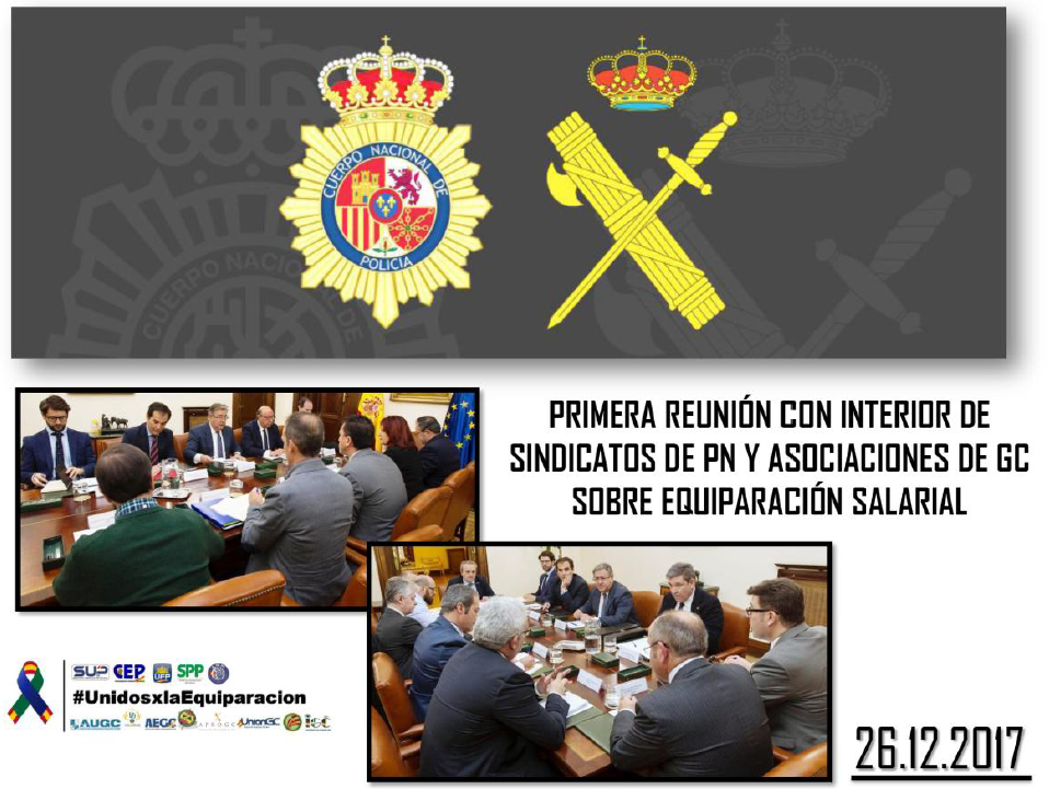 Reunión de asociaciones de guardias civiles y sindicatos de policías nacionales sobre equiparación salarial