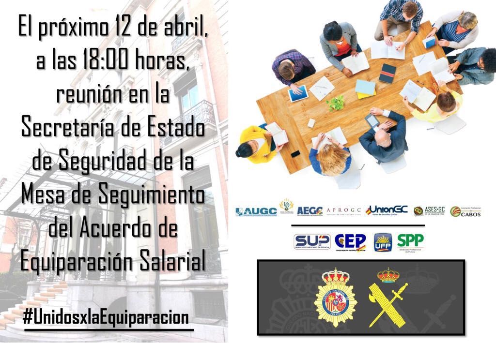 Asociaciones y sindicatos de Guardia Civil y Policía Nacional acuden en unidad de acción al primer encuentro de la Mesa de Seguimiento del acuerdo de equiparación salarial