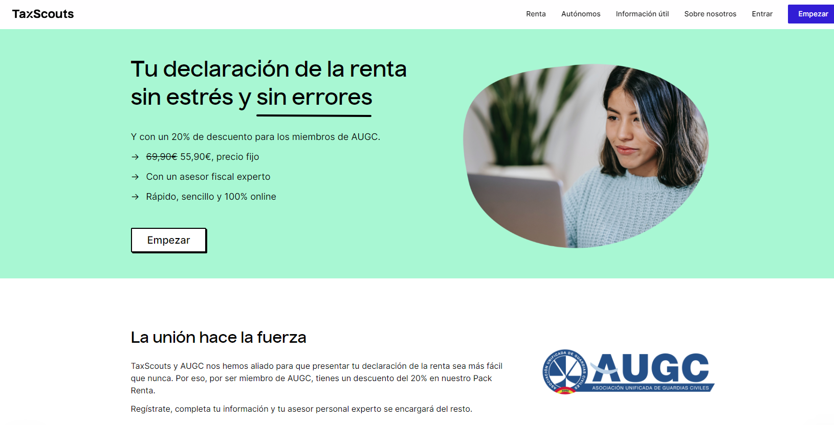 AUGC alcanza un acuerdo con TaxScouts para que presente tu declaración de la renta por 55,90 euros