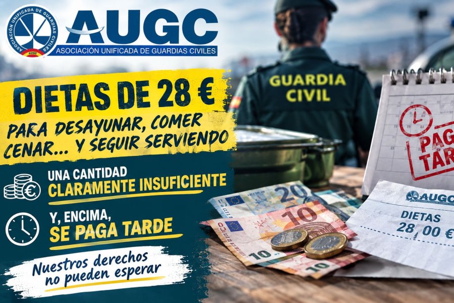 AUGC Sevilla denuncia los retrasos en el abono de dietas, comisiones de servicio y adelantos a los guardias civiles