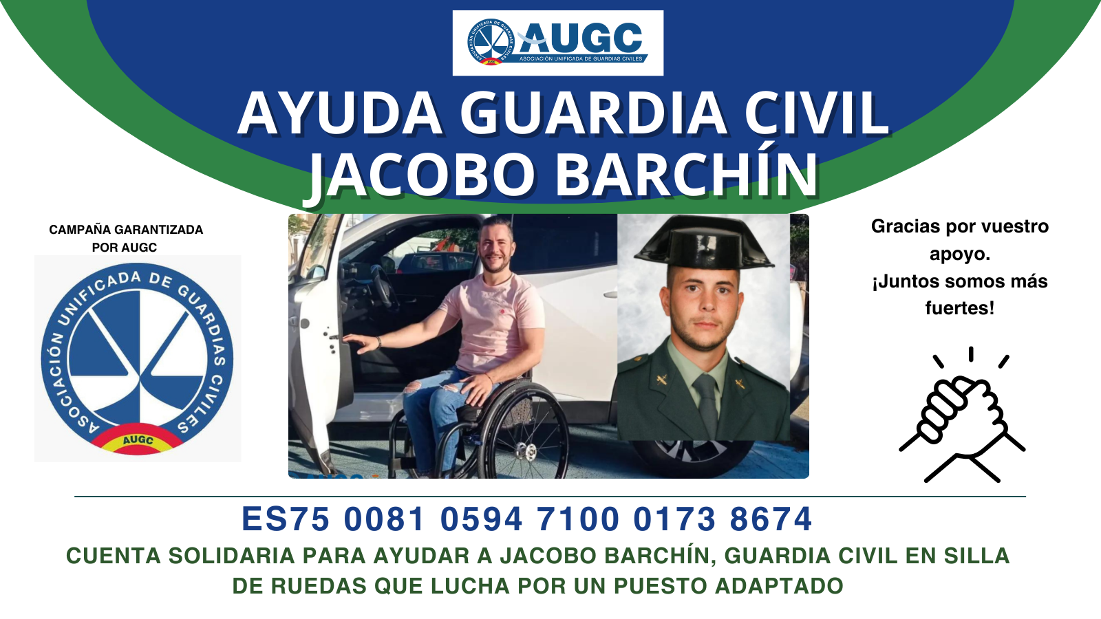 Abrimos una cuenta solidaria para ayudar a Jacobo Barchín, guardia civil en silla de ruedas que lucha por un puesto adaptado