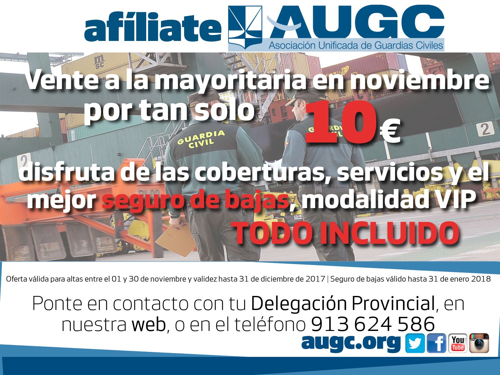 AUGC pone en marcha su campaña de afiliación para nuevas altas tramitadas durante noviembre