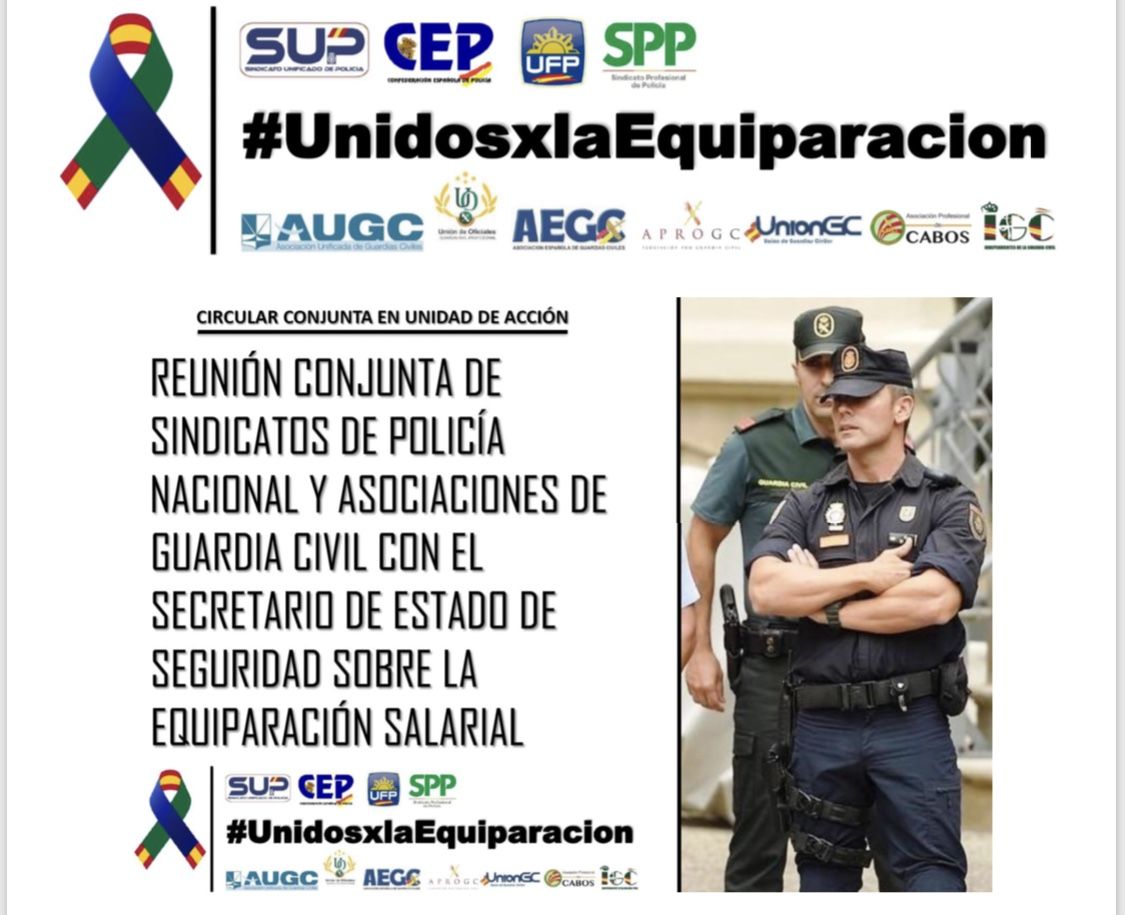 Reunión conjunta de sindicatos de Policía Nacional y asociaciones de Guardia Civil con el Secretario de Estado de Seguridad sobre la equiparación salarial