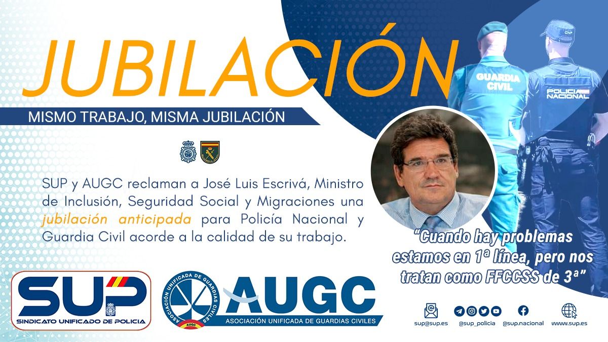 AUGC se reunirá con el Ministerio de Inclusión, Seguridad Social y Migraciones por la jubilación y los conciertos sanitarios de los Guardias Civiles