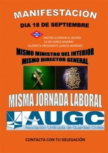 TRAS EL VARAPALO JUDICIAL A INTERIOR, MILES DE GUARDIAS CIVILES ACUDIREMOS A LAS PUERTAS DE LA DGGC EL 18-S