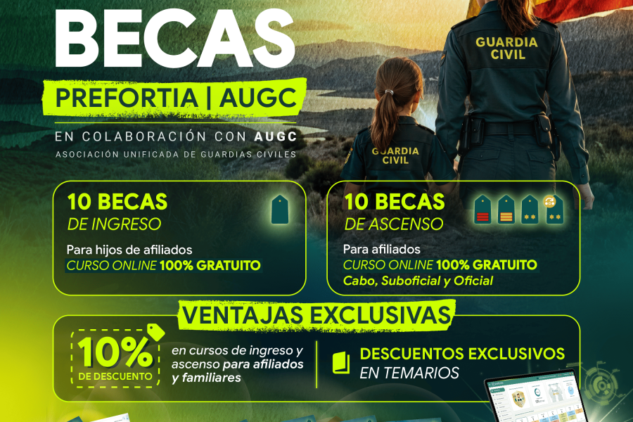 AUGC y la Academia Prefortia un año más lanzan 20 becas dirigidas a afiliados y descendientes.